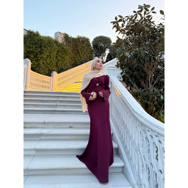 Sue Tasarım Elbise - Bordo