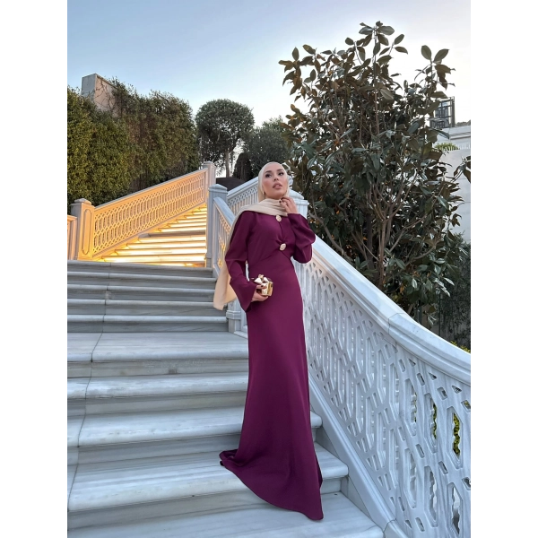 Sue Tasarım Elbise - Bordo