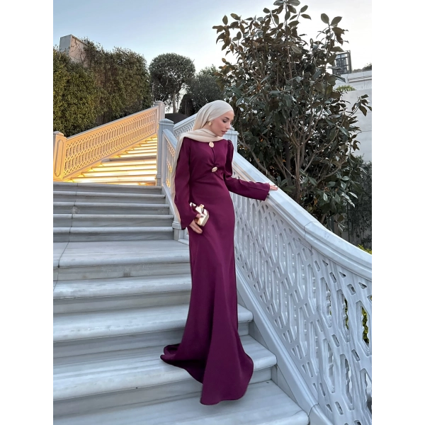 Sue Tasarım Elbise - Bordo