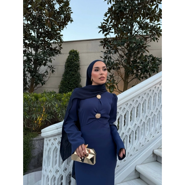 Sue Tasarım Elbise - Lacivert ÖN SİPARİŞ