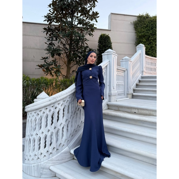 Sue Tasarım Elbise - Lacivert ÖN SİPARİŞ