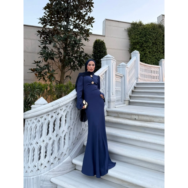 Sue Tasarım Elbise - Lacivert ÖN SİPARİŞ