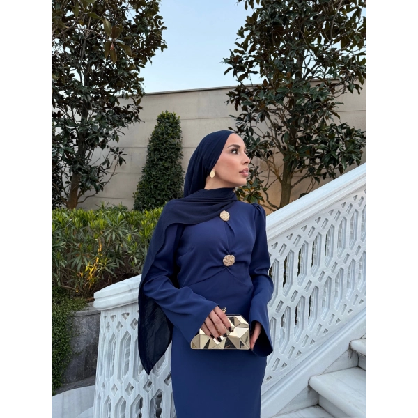 Sue Tasarım Elbise - Lacivert ÖN SİPARİŞ