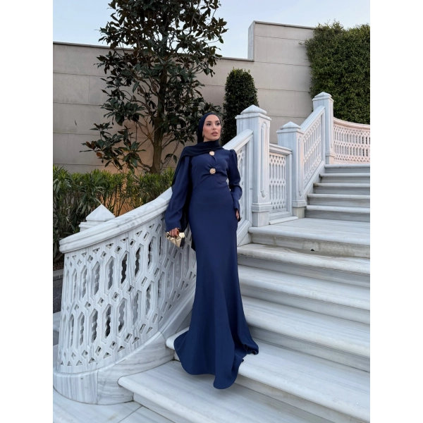 Sue Tasarım Elbise - Lacivert ÖN SİPARİŞ