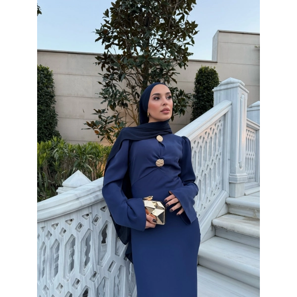 Sue Tasarım Elbise - Lacivert ÖN SİPARİŞ