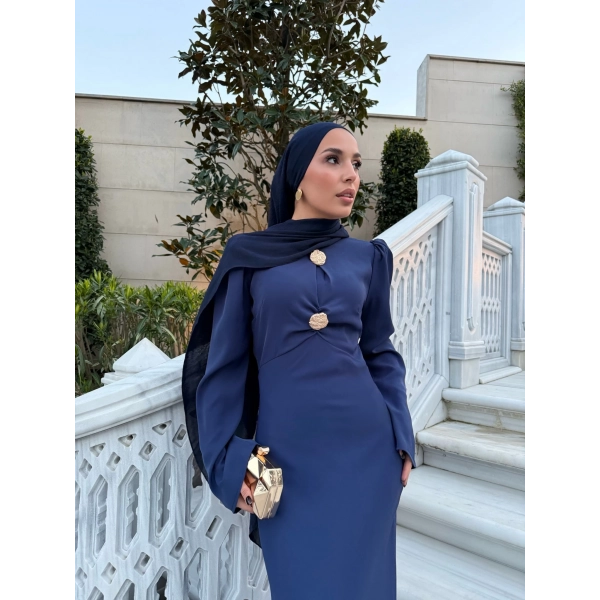 Sue Tasarım Elbise - Lacivert ÖN SİPARİŞ