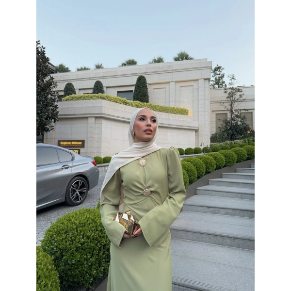 Sue Tasarım Elbise - Yağ Yeşili ÖN SİPARİŞ