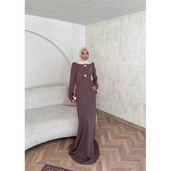 Sue Tasarım Elbise - Kahve