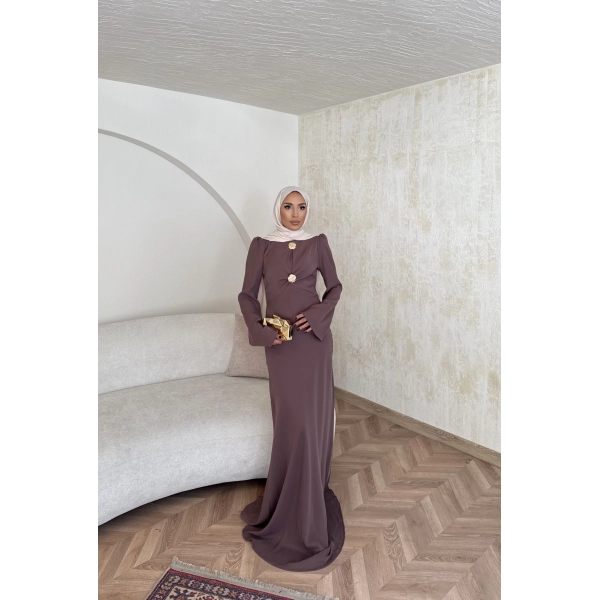 Sue Tasarım Elbise - Kahve