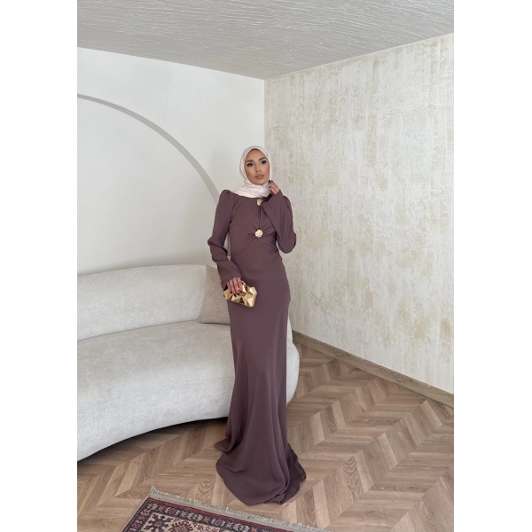 Sue Tasarım Elbise - Kahve