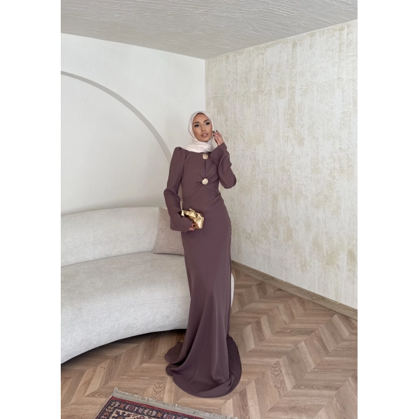 Sue Tasarım Elbise - Kahve