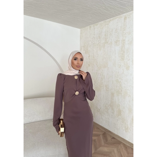 Sue Tasarım Elbise - Kahve