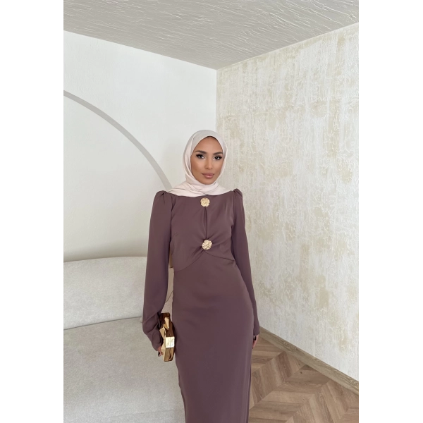 Sue Tasarım Elbise - Kahve