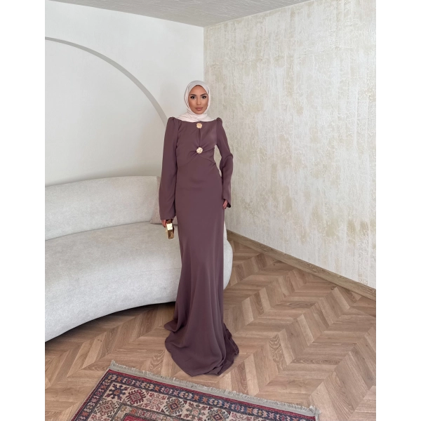 Sue Tasarım Elbise - Kahve