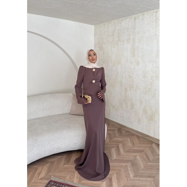 Sue Tasarım Elbise - Kahve