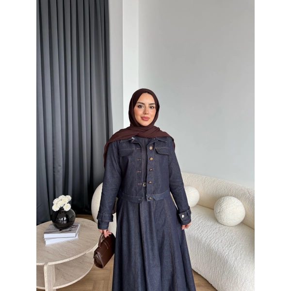 Tb - Eslan Ceketli Jile Elbise - Lacivert