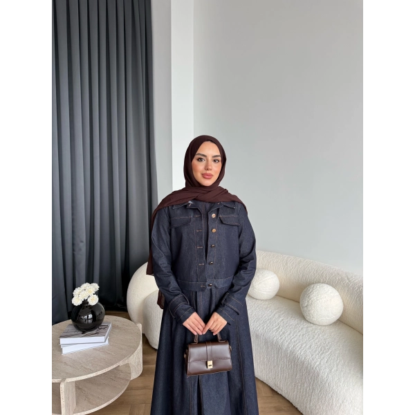 Tb - Eslan Ceketli Jile Elbise - Lacivert