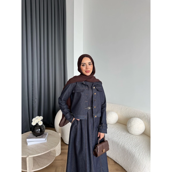 Tb - Eslan Ceketli Jile Elbise - Lacivert