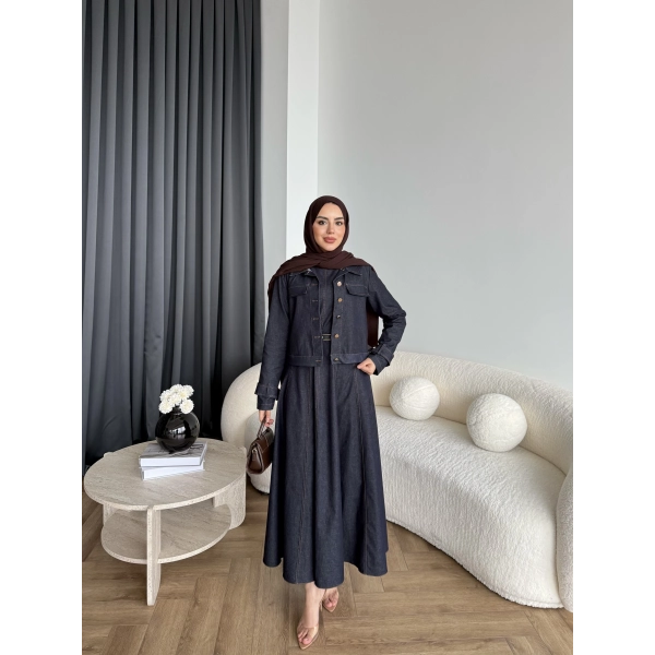 Tb - Eslan Ceketli Jile Elbise - Lacivert