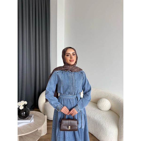 Tb - Esleni Kot Elbise - Açık Mavi