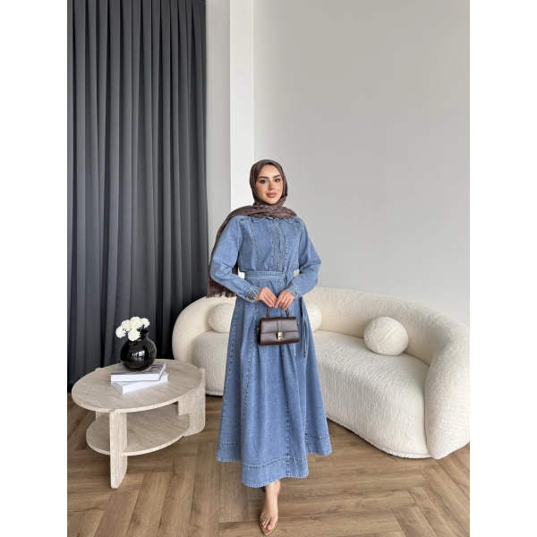 Tb - Esleni Kot Elbise - Açık Mavi