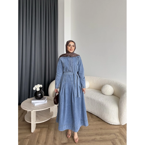 Tb - Esleni Kot Elbise - Açık Mavi