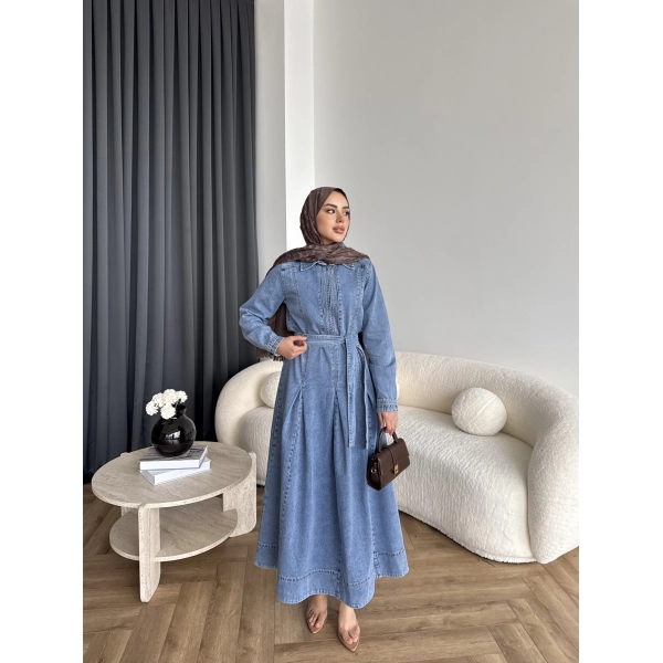 Tb - Esleni Kot Elbise - Açık Mavi
