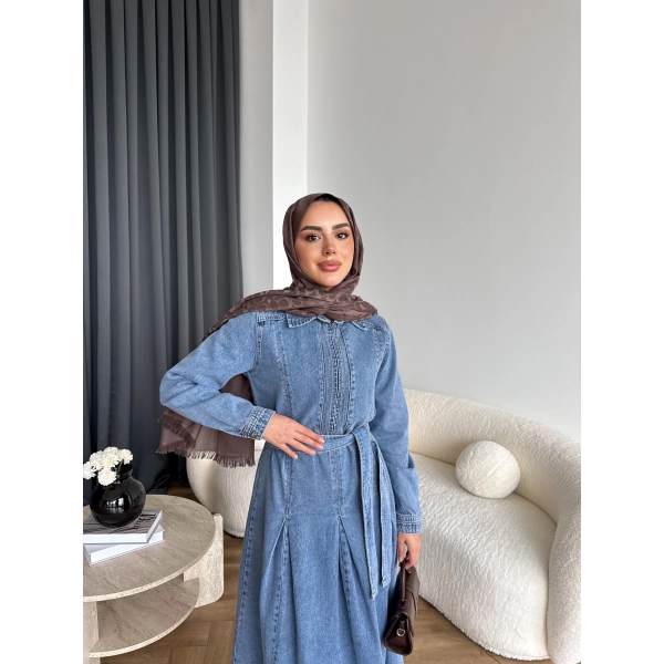 Tb - Esleni Kot Elbise - Açık Mavi