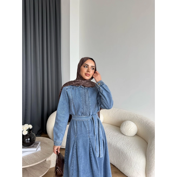 Tb - Esleni Kot Elbise - Açık Mavi