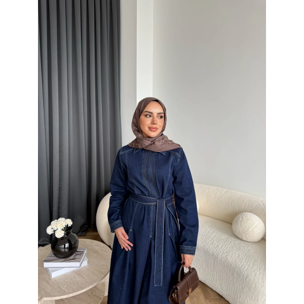 Tb - Esleni Kot Elbise - Koyu Mavi