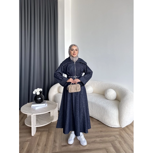 Tb - Işıltı Etekli Kot Takım - Lacivert