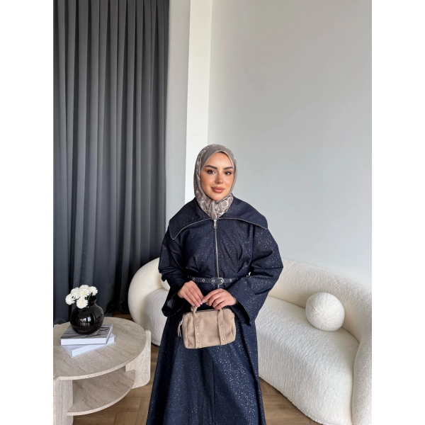 Tb - Işıltı Etekli Kot Takım - Lacivert