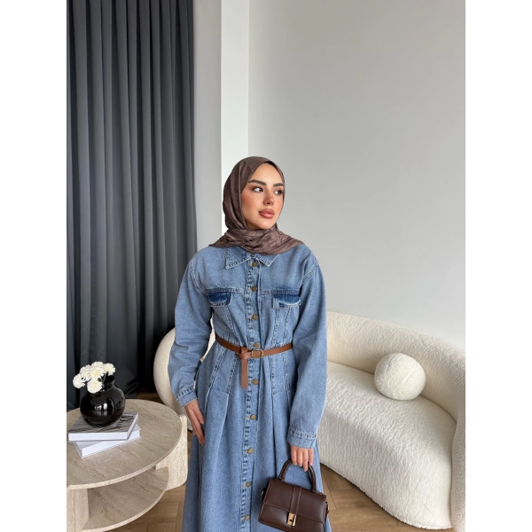 Tb - Lilas Kot Elbise - Açık Mavi