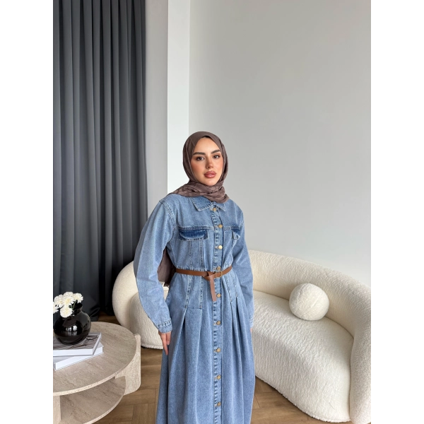 Tb - Lilas Kot Elbise - Açık Mavi