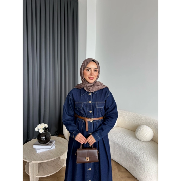 Tb - Lilas Kot Elbise - Koyu Mavi