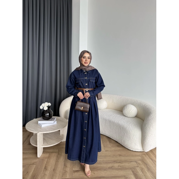 Tb - Lilas Kot Elbise - Koyu Mavi