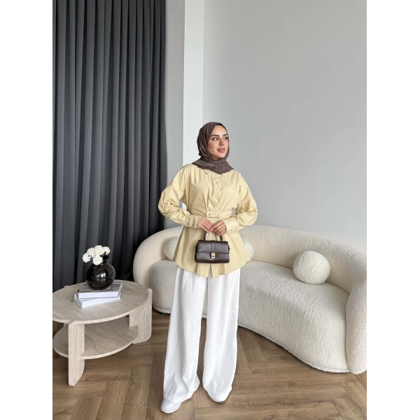 Tb - Meslina Toka Detay Gömlek - Sarı