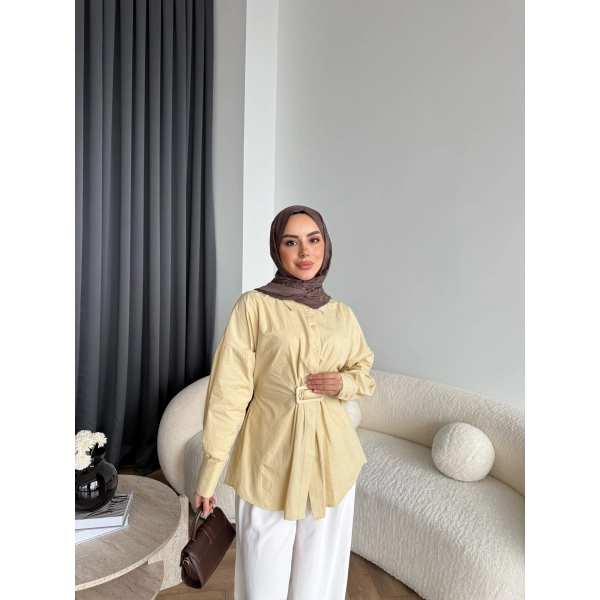 Tb - Meslina Toka Detay Gömlek - Sarı