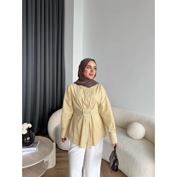 Tb - Meslina Toka Detay Gömlek - Sarı