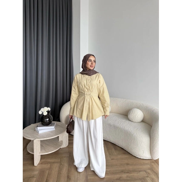 Tb - Meslina Toka Detay Gömlek - Sarı