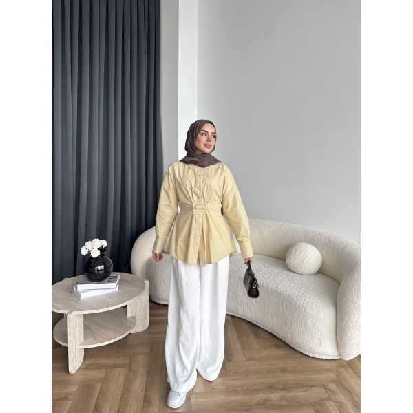 Tb - Meslina Toka Detay Gömlek - Sarı