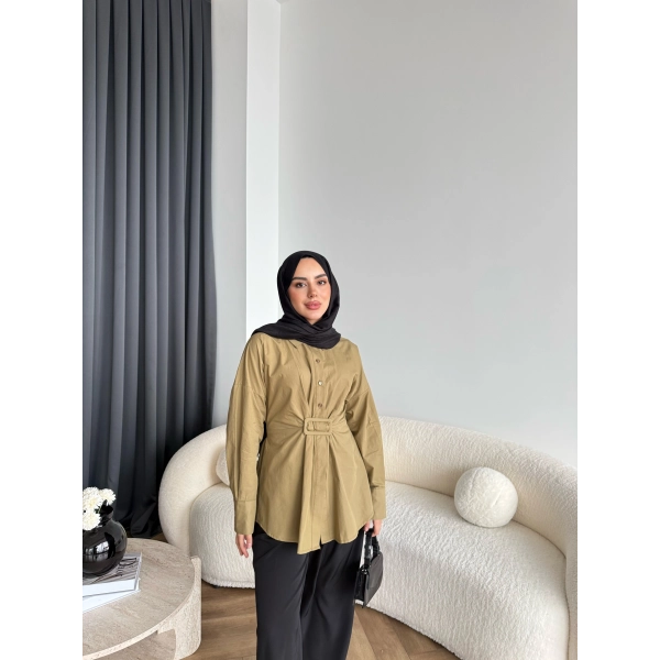 Tb - Meslina Toka Detay Gömlek - Yeşil