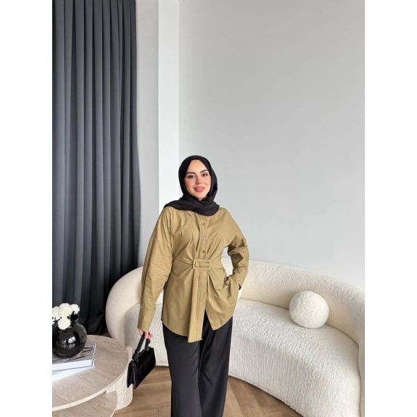 Tb - Meslina Toka Detay Gömlek - Yeşil