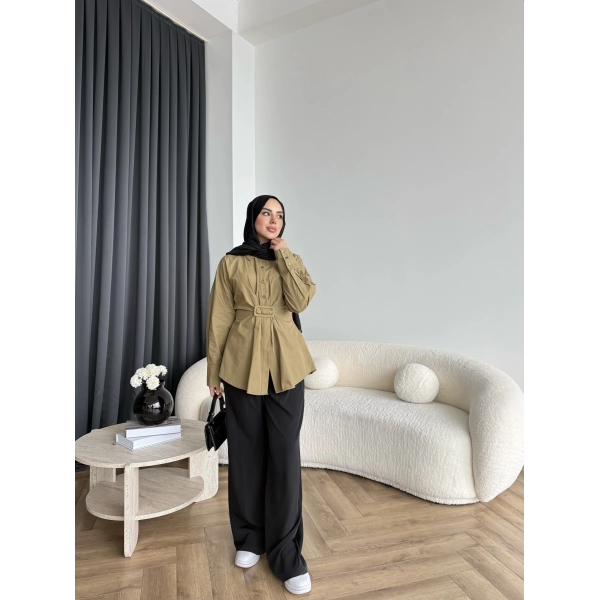 Tb - Meslina Toka Detay Gömlek - Yeşil