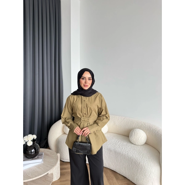 Tb - Meslina Toka Detay Gömlek - Yeşil