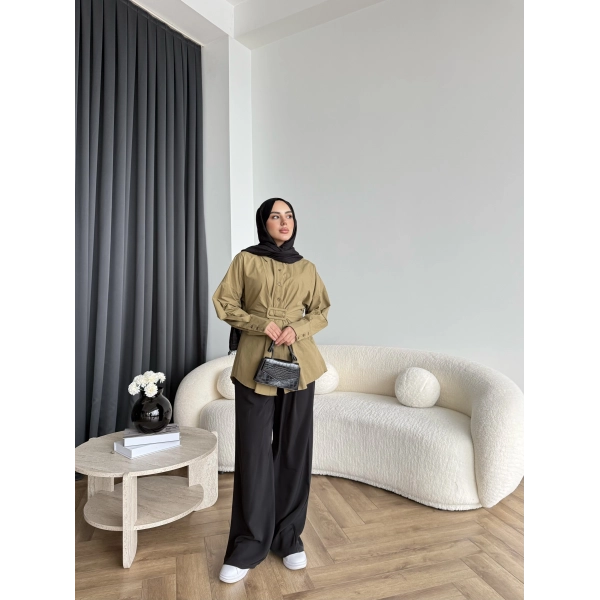 Tb - Meslina Toka Detay Gömlek - Yeşil