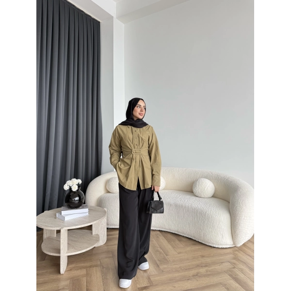 Tb - Meslina Toka Detay Gömlek - Yeşil