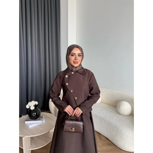 Tb - Nebal Gold Düğmeli Cupra Takım - Acı Kahve