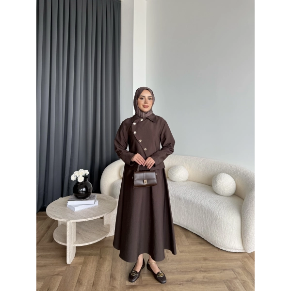 Tb - Nebal Gold Düğmeli Cupra Takım - Acı Kahve