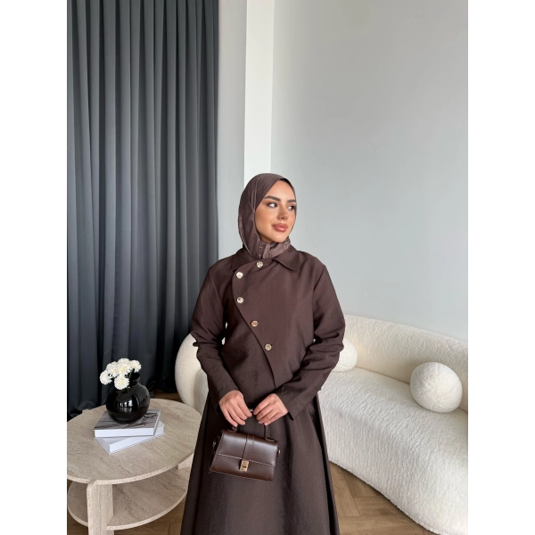 Tb - Nebal Gold Düğmeli Cupra Takım - Acı Kahve